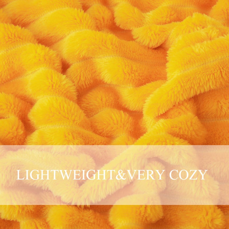 Linecooo Yellow Fleece Throw Blanket 50  60  for Couch Sofa Bed Super Soft Cozy Plush Microfiber Flannel Blanket with 3D Stripes Lightweight for Adults Woman Girls Gold - Image 5
